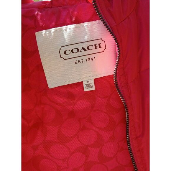 Hooded Coach Puffer Vest Red Size S/P - Picture 4 of 8
